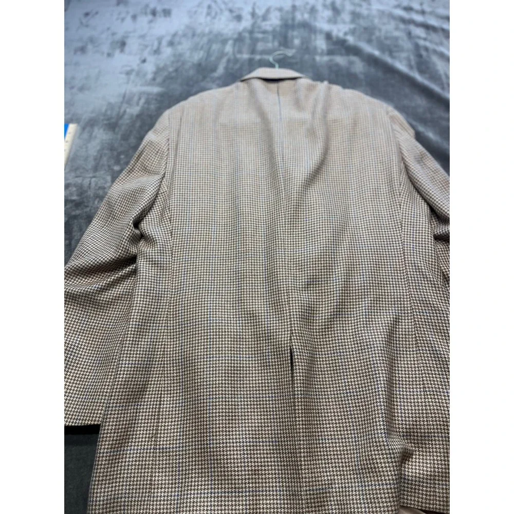 Jos A Bank Men's Houndstooth Blazer 46L Wool‎ Silk Linen Blend Sport Coat